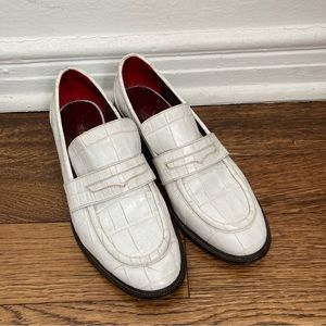Sies Marjan White Croc Loafers